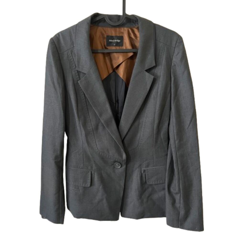 Mind Bridge women Korean single Breasted Blazer Gray 55 Small One Button Jacket